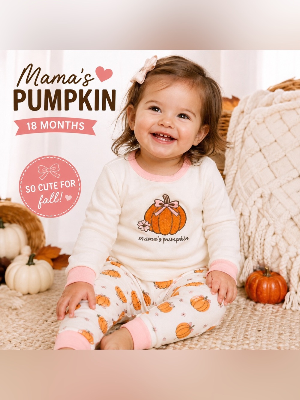 Chickpea Organic Pajamas 18M Mama’s Pumpkin 2 Piece Fall Set NWOT